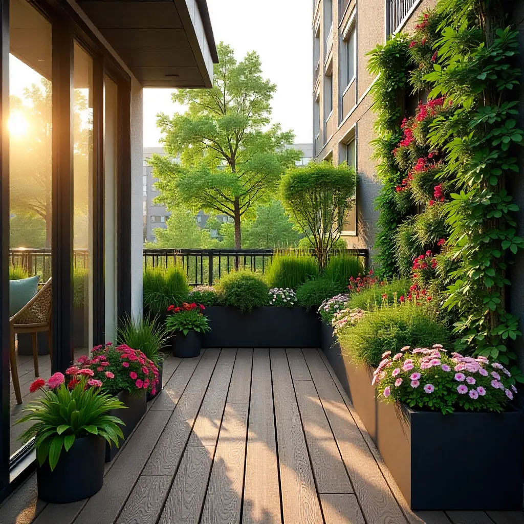 Balcony garden transformation with flowering plants